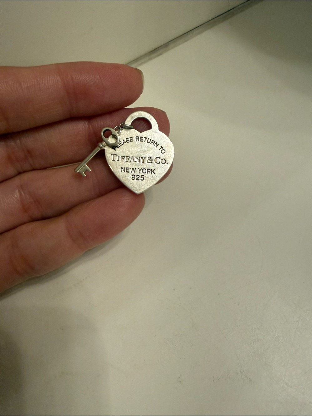 Tiffany & Co. Silver Heart Tag with Key Charm